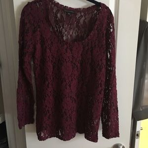 Banana Republic deep red lace shirt